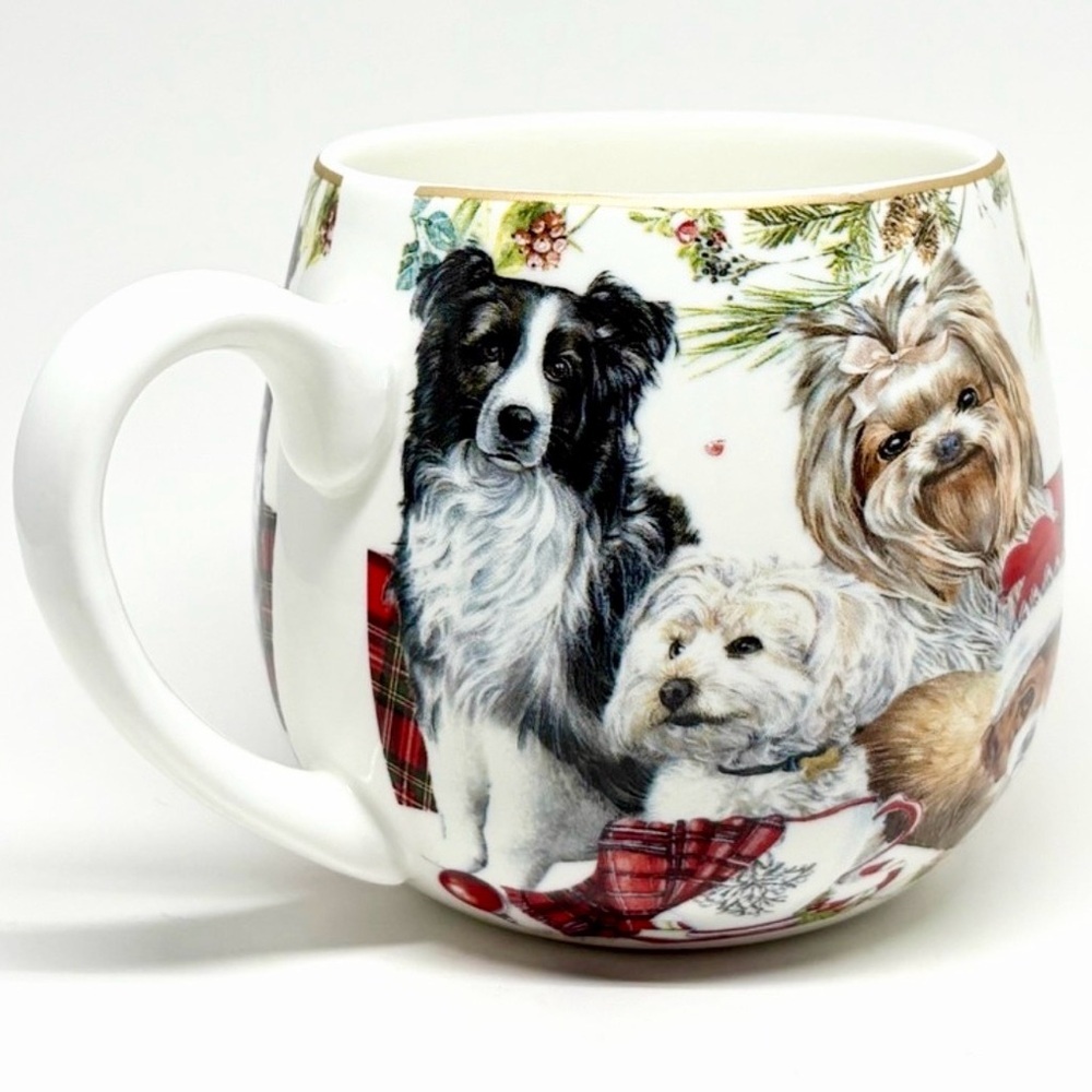 Tinsel & Elves Mug Christmas Coffee Tea Dogs Puppies Husky Yorkie New w/ Box 🐾🎄 - Picture 14 of 16